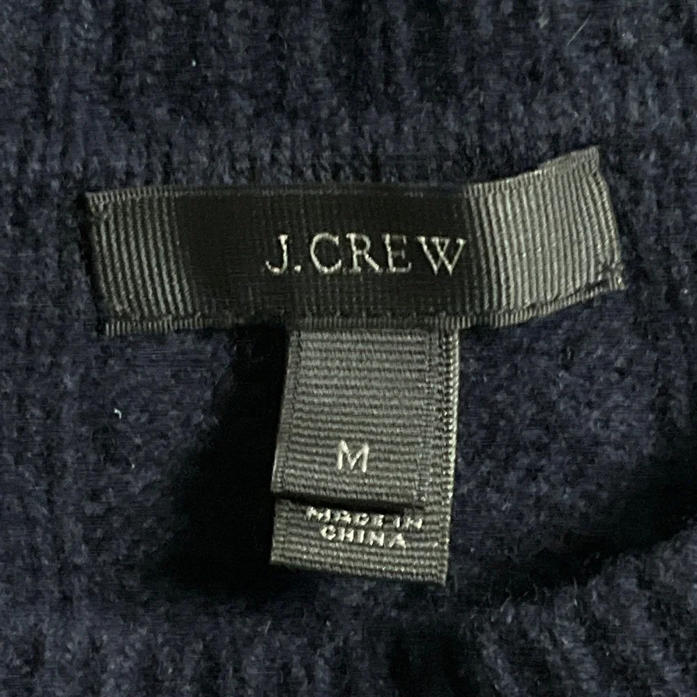 J. Crew‎ Womens Sz M Blue Cable Knit Wool Sweater Shoulder Buttons